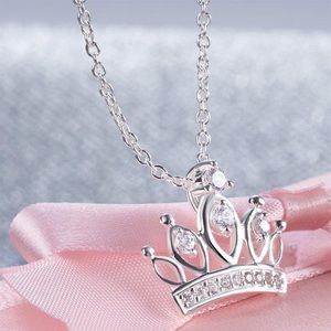 Kids Girl Crown Pendant Necklace Sterling Silver